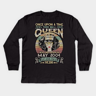 Girls 16th Birthday Queen May 2004 Queen Birthday Kids Long Sleeve T-Shirt